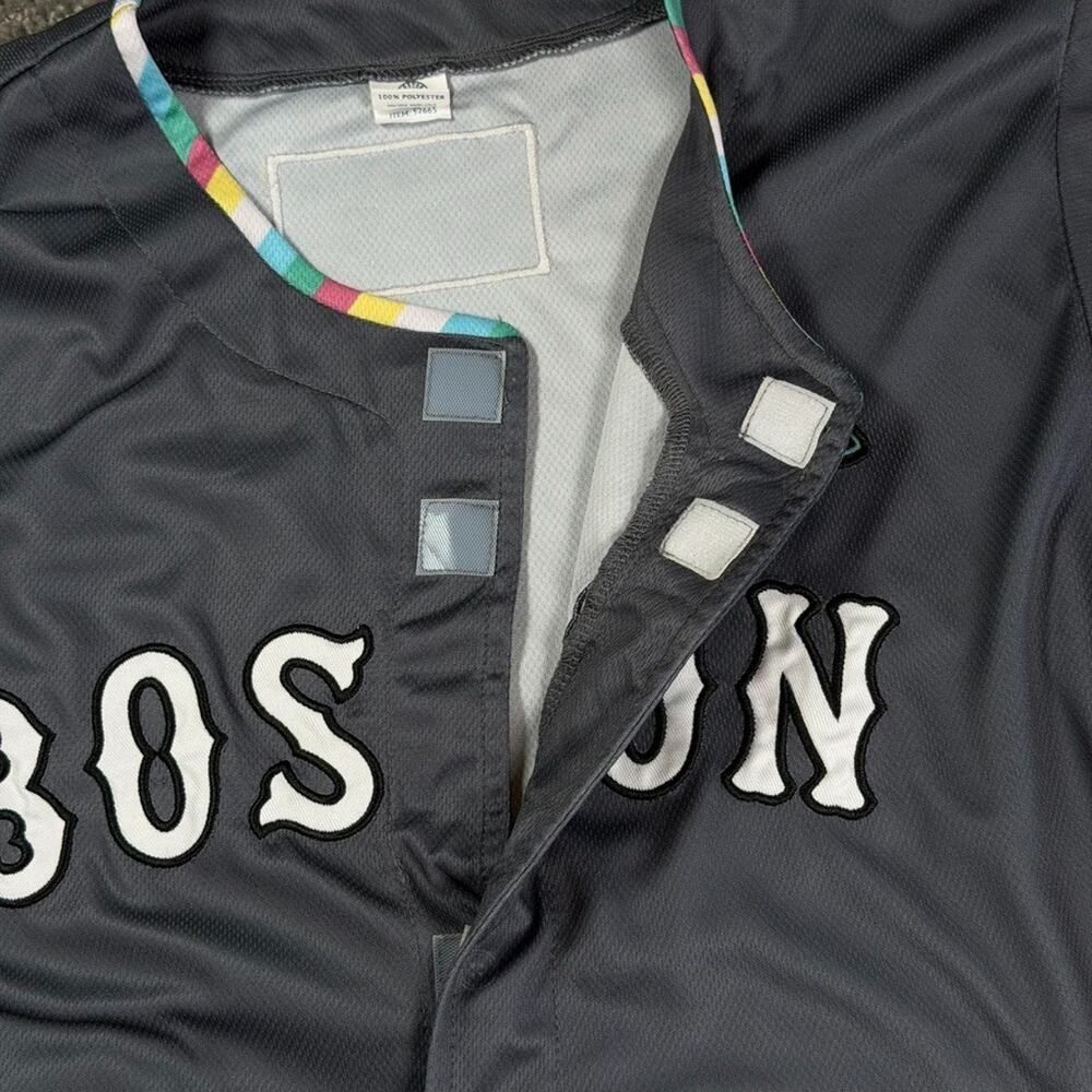 Red Sox Pride Disability Gray Large Jersey Special Ticket Embroidered Hook Loop - Picture 3 of 11